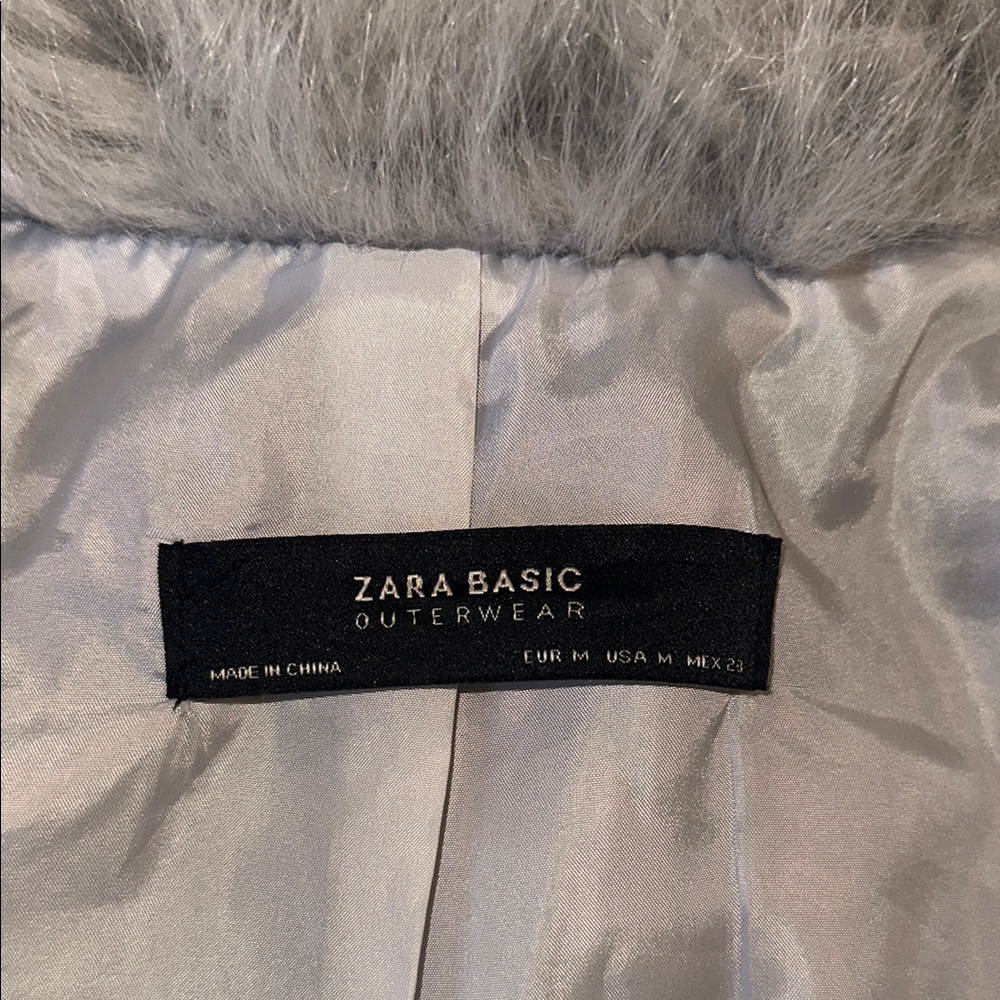 Zara Gray/Light Blue Cropped Plush Faux Fur - Picture 2 of 4